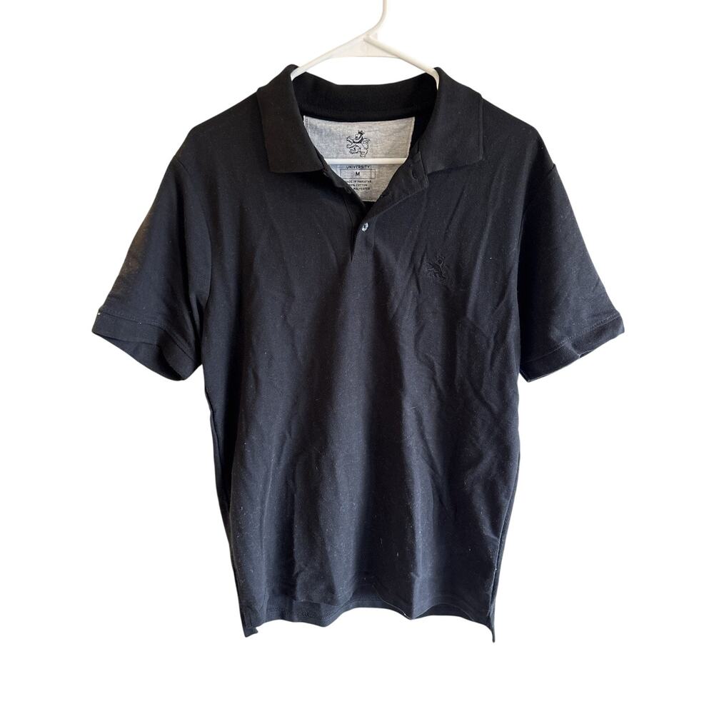 RUGBY UNIVERSITY Black Men's Medium Polo Shirt